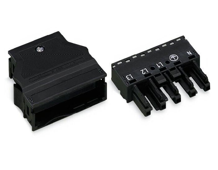 WAGO万可770-105带护线盒5极黑色插座